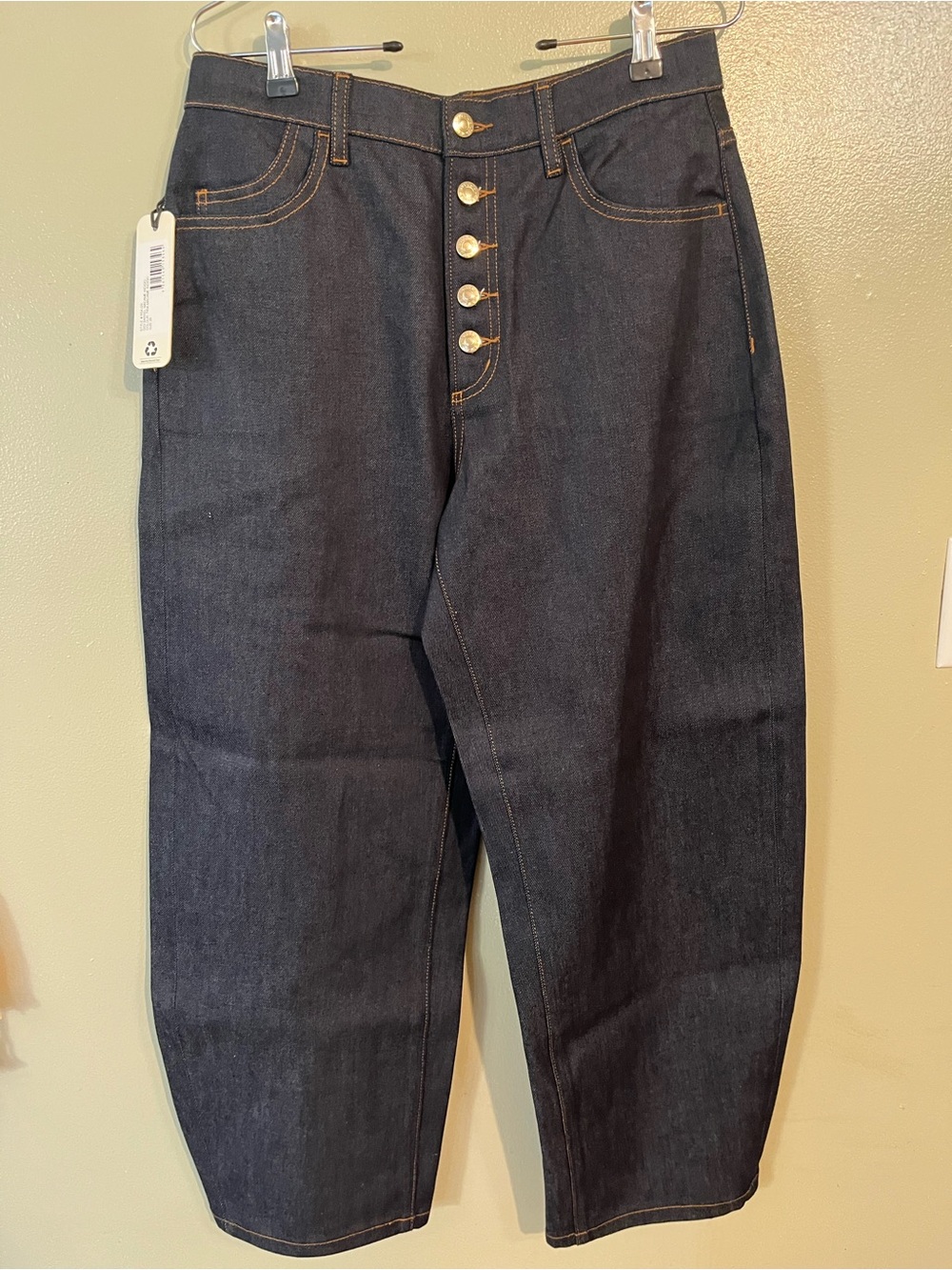 ROLLA'S High-Rise Madame  Indigo Button-Fly Women's Jeans Gigi Barrel Leg 29 NWT
